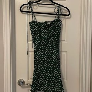 Green and cream floral dress